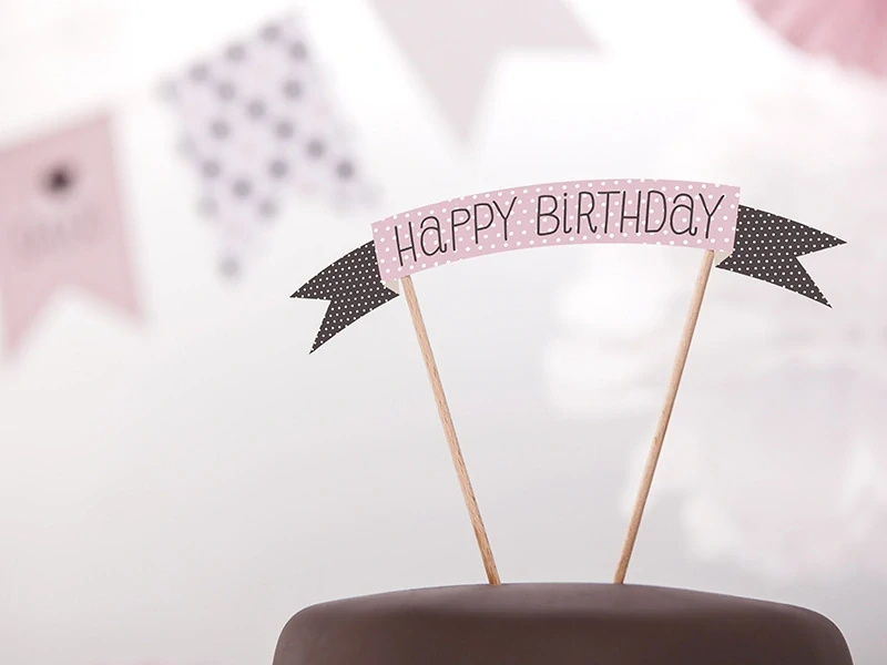Zápich ružový Happy Birthday
