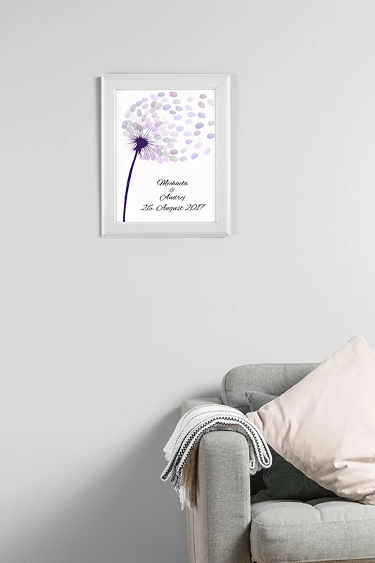 Svadobný obraz na odtlačky Púpava 30cm x 40cm