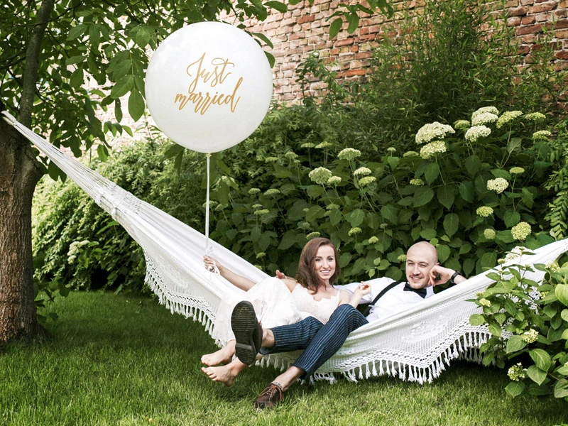Balón biely s potlačou Just married 1m